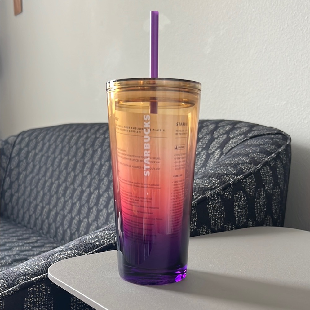 Starbucks Ombre Tumbler with Purple Straw